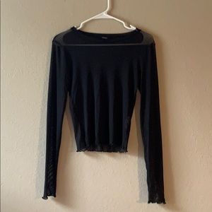 Forever 21: black long-sleeve mesh top